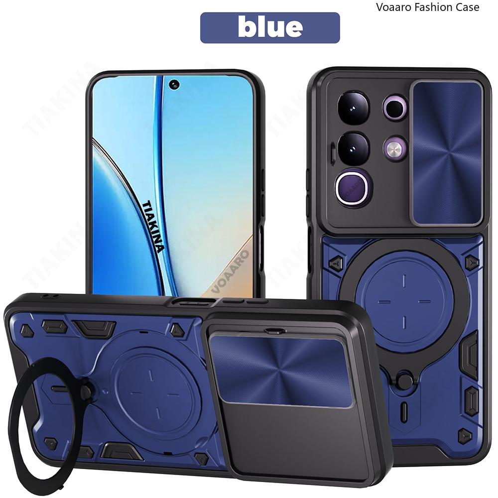Slide Lens Armor Funda for Vivo Y29 4G Global Case for Vivo T4X 5G India Y300t China Case Magnetic Ring Kickstand Holder Cover