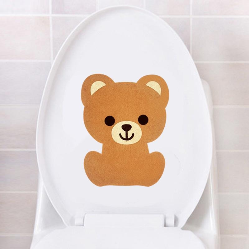 Felt cartoon sticker self-adhesive toilet sticker bathroom living room home accessories sticker bear frog rabbit deodorant sticker