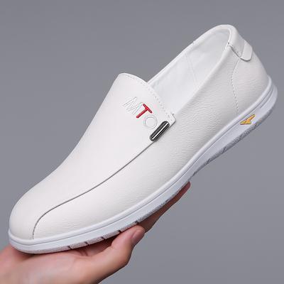 Fashion Spring Autumn Leather Driving Shoes for Men New Designer Soft Sole Casual Men's Loafers Fashion Light White Shoes Male