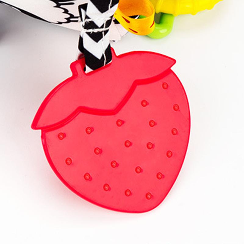 Černobílá hračka na kočárek s vysokým kontrastem pro ranou výchovu miminka, plyšová hračka s chrastítky, kroužky, závěsná hračka pro 0