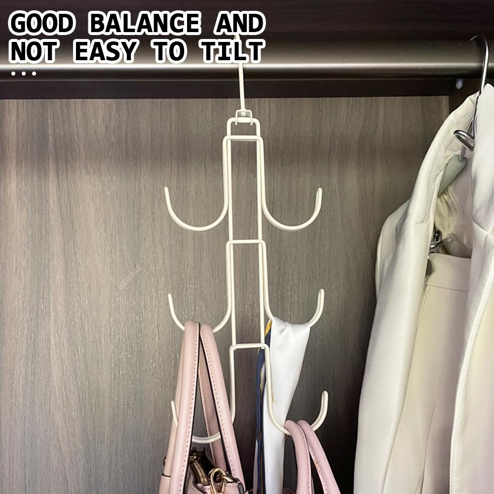 Metal Rotated Handbag Storage Hanger Organizer Multi-Layer Bag Ties Scarf Hanging Hook Space-Saving Clothes Hanger For Wardrobe