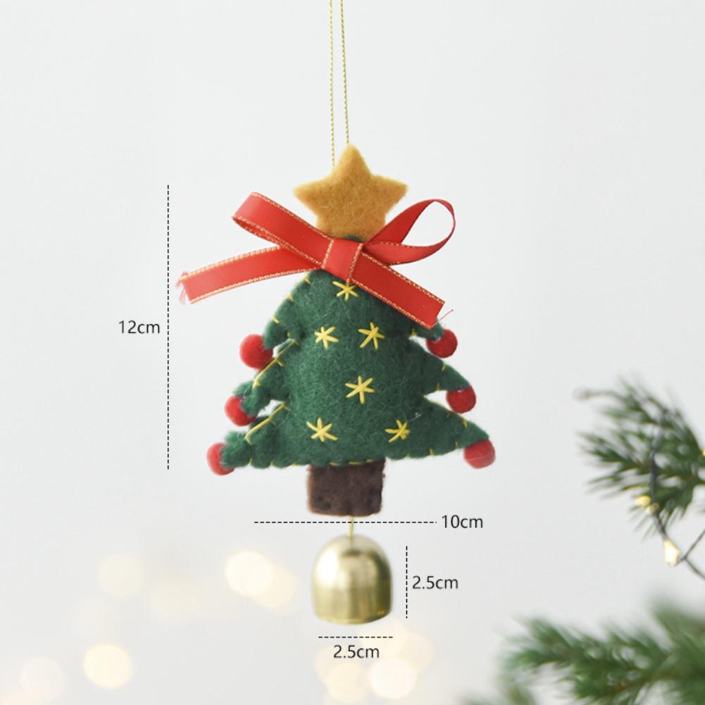 Christmas Bell Bow Door Hanging Ornament Wool Felt Holiday Tree Decorations DIY Handmade Seasonal Decor House Bell Bow