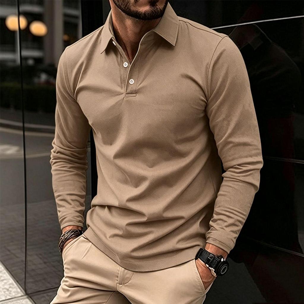 2024 Spring & Autumn Men's Long-Sleeve Sports Polo Shirt - European & American Style