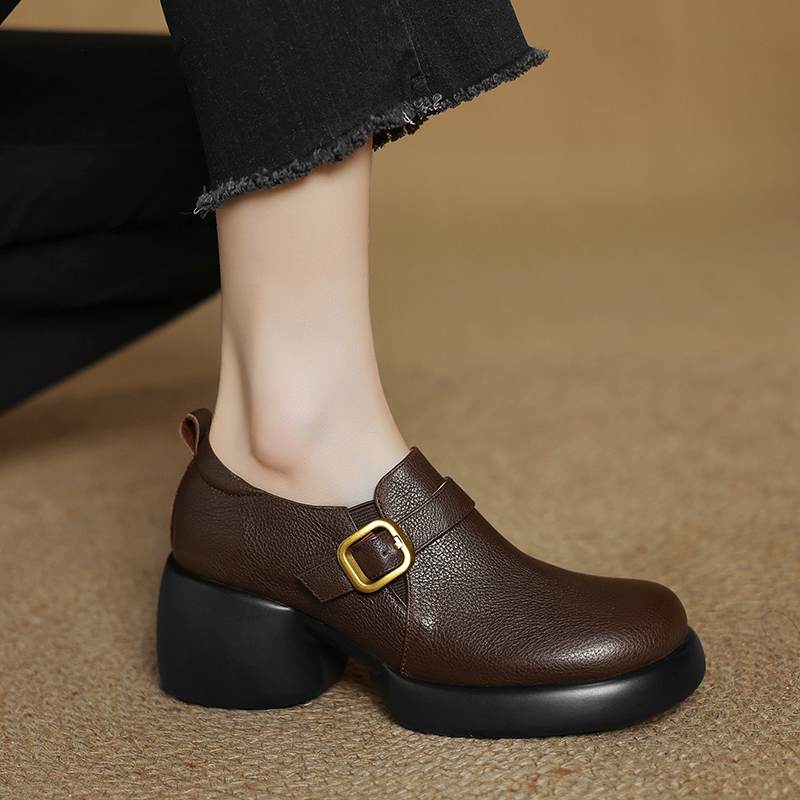 

Krazing Pot туфли из коровьей кожи осенне-зимние туфли с металлической пряжкой лоферы на массивном каблуке слипоны размер 43 круглый носок слипоны туфли-лодочки с глубоким вырезом 39 коричневый