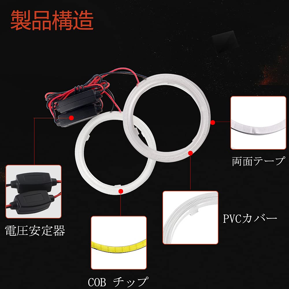 Grandview COB Squid Ring 100mm Headlight Blue with Cover Ballast Angel Eye for Car Set of 2 (Upgraded Version)