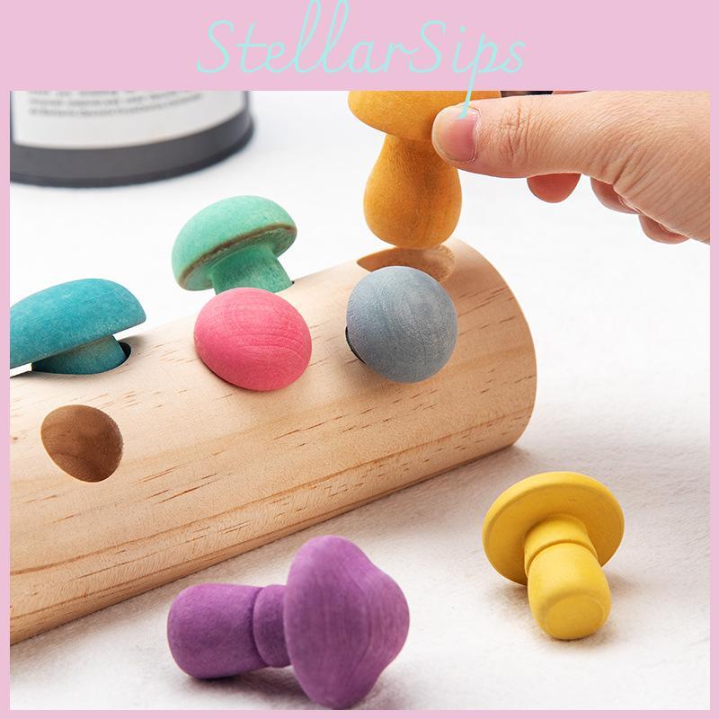 Mushroom Concentration Wooden Grip Training Toy Children Learning Coordination