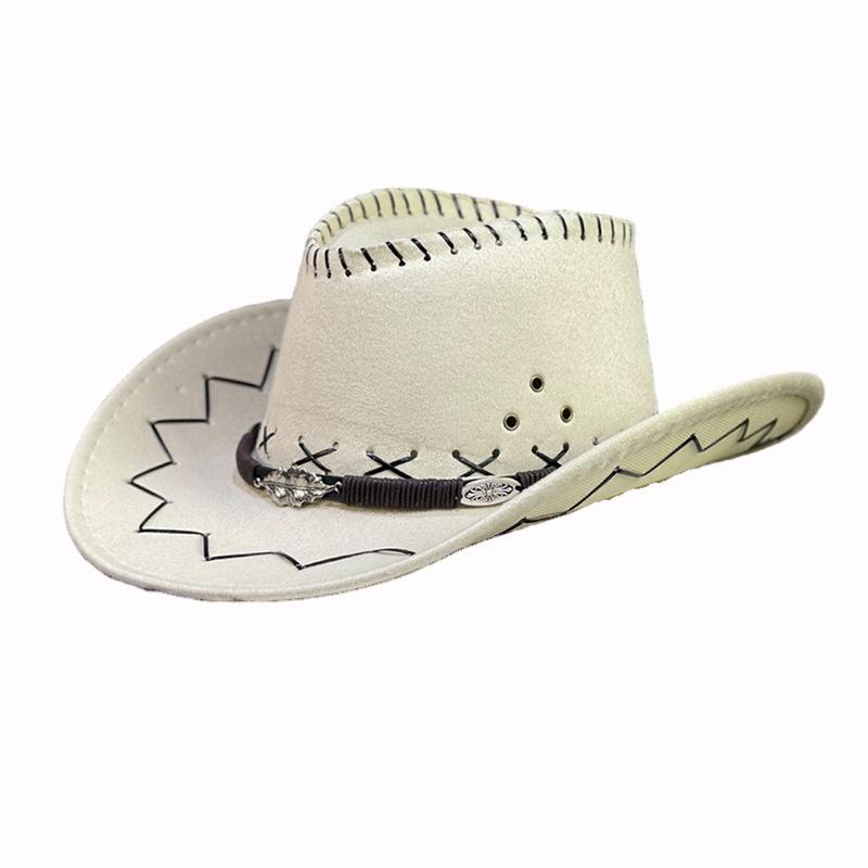 Leaf Rivet Belt Western Cowboy Hat Women's Spring and Summer Outdoor Travel Sunscreen Shade Mountaineering Men's and Women's Top Hats