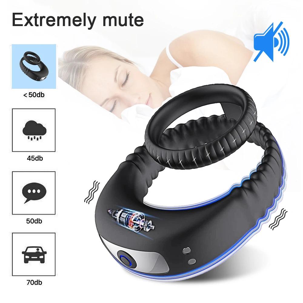 Vibrating Cock Ring for Men Ejaculation Delay Penis Ring Vibrator Silicone Chastity Cage Clitoris Stimulator Sex Toy for Couples