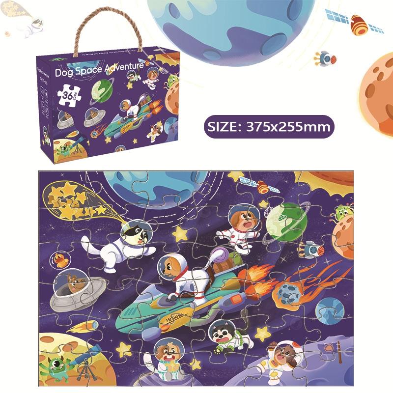 Childrens Paper Puzzle Set 36 Pieces Animal Theme Educational Learning Toy Carry Handle Case Gift for Kids 3 to 6 Years