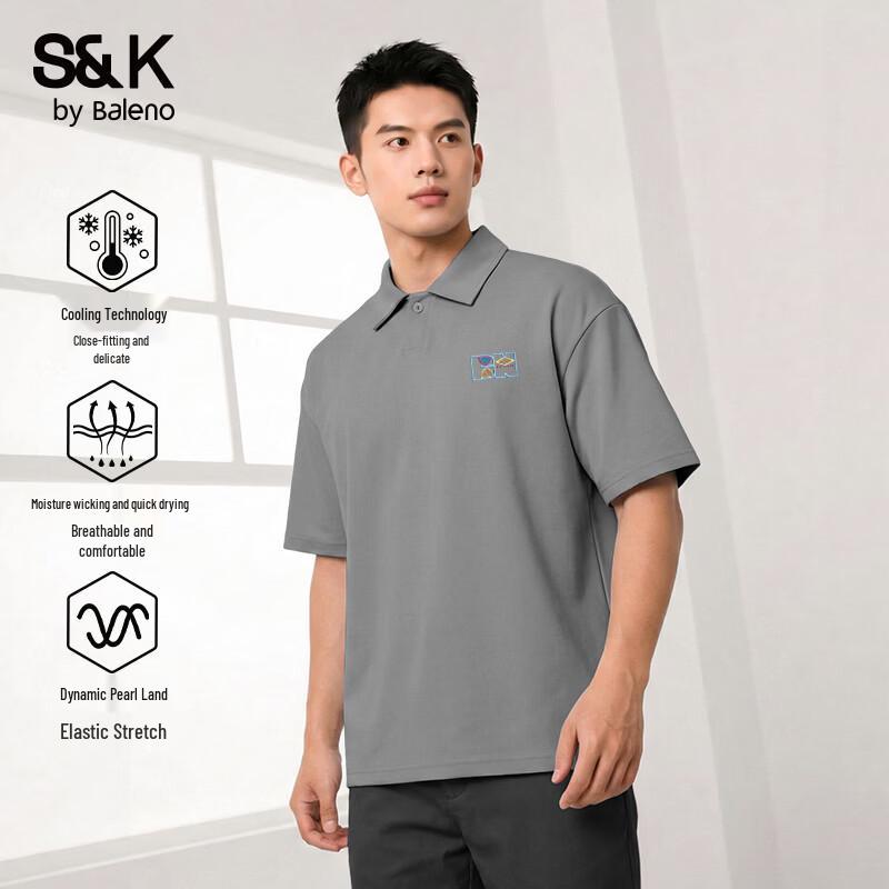 Baleno Men s Oversized Letter Print Polo Shirt L