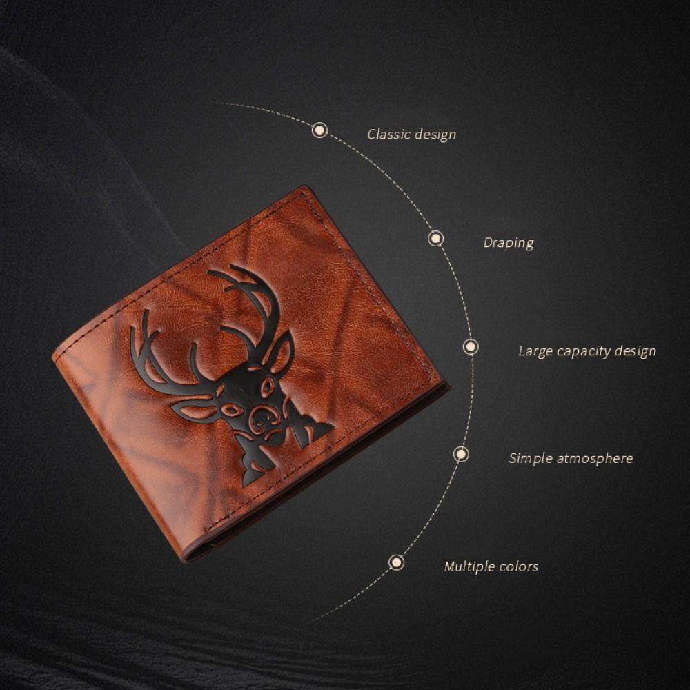 New PU Leather Retro Men's Wallet 3D Embossed Pattern Black Coffee Multiple Pockets Two-Fold Ultra Thin Coin Purse Men Women