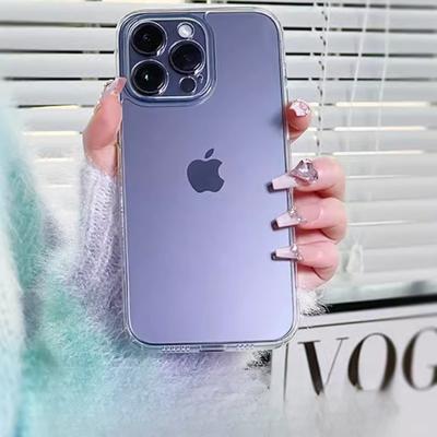 Applicable To IPhone16 Transparent Glass Mobile Phone Case 15proMax Applicable To Apple 14 Soft Edge Anti-fall Protective Case 13