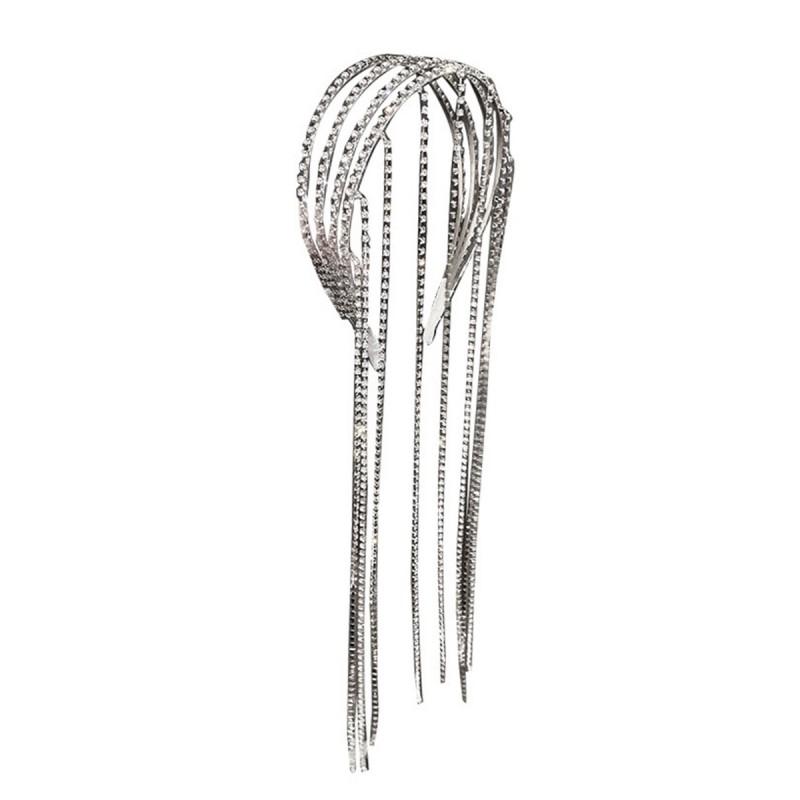 Elegant Multi-Layer Crystal Chain Headband With Long Tassels Korean Ins Style Hair Accessory Women