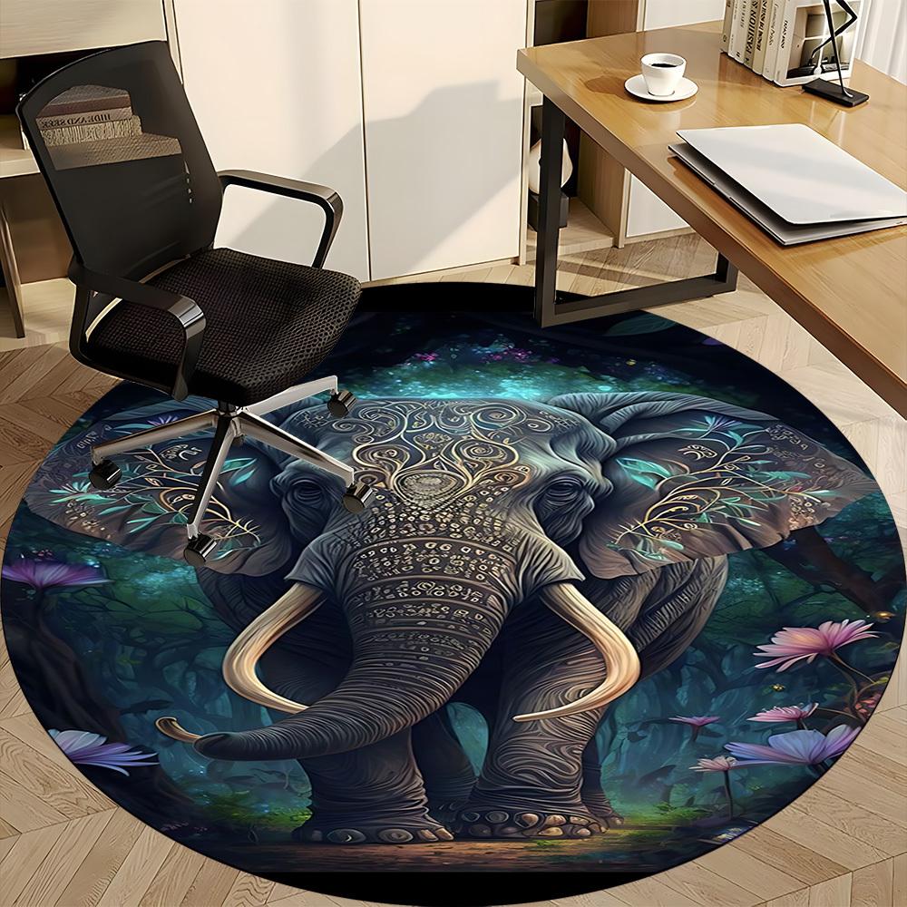 1pc Elephant Mandala Art Chair Carpet for Office, Soft Comfortable Mat For Office, Living Room, Bedroom, Machine Washable Carpet yy251112010