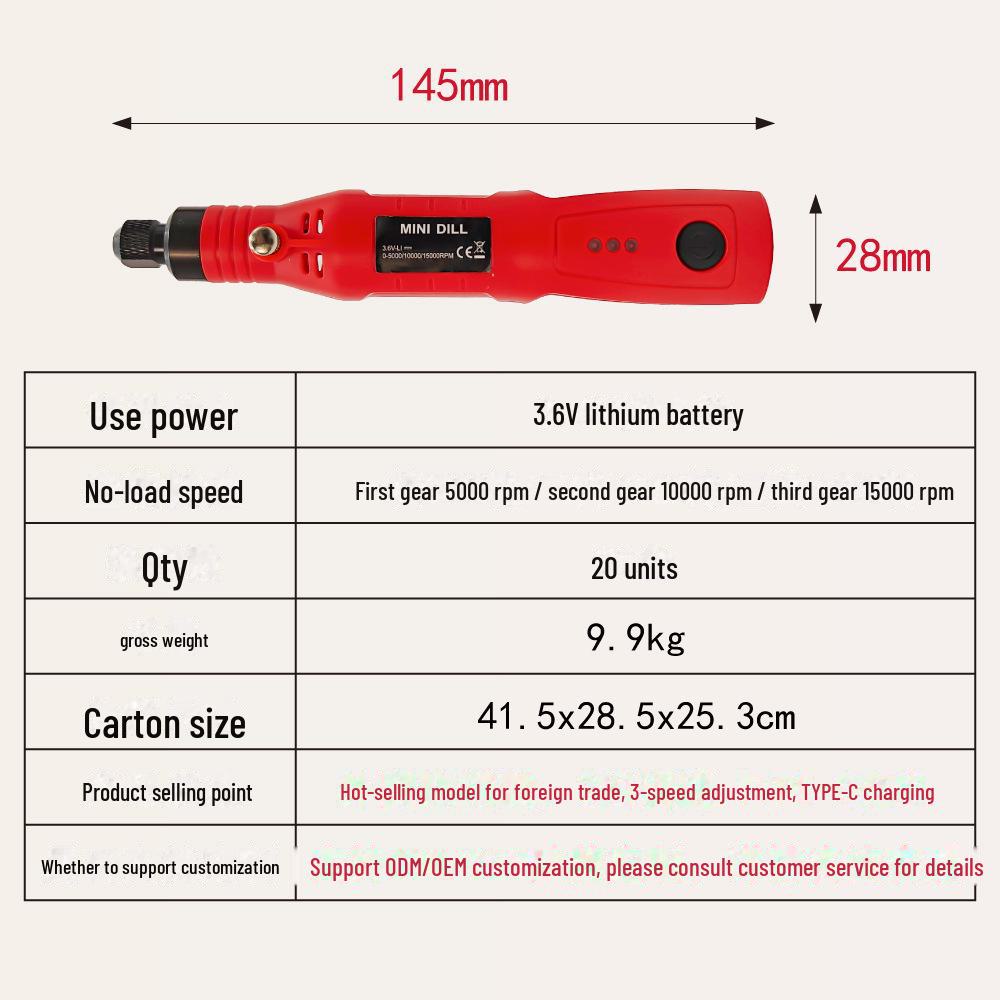 Rechargeable Lithium Battery Electric Grinder: Portable Engraving & Polishing Tool, Customizable OEM Options Available