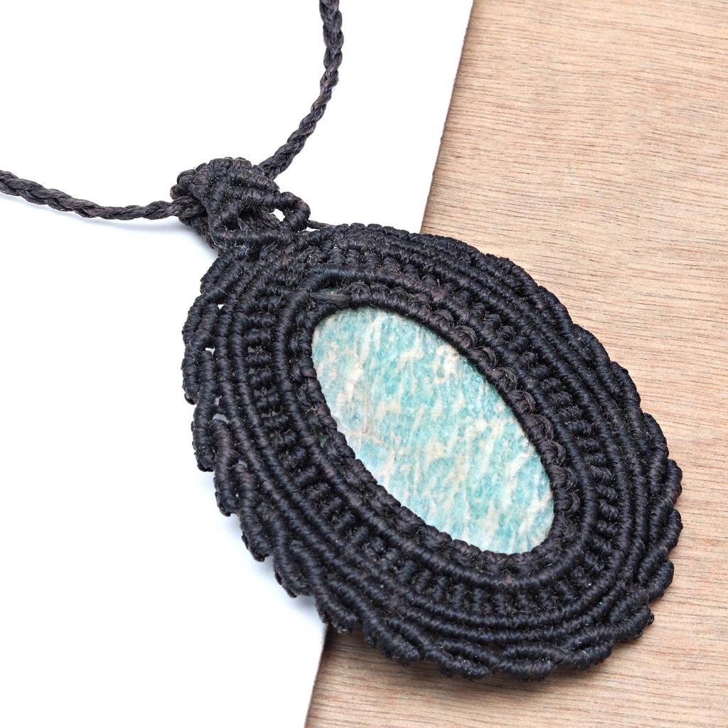 Amazonite Necklace jewelry necklace choker collier woman Macrame collar Jewelry