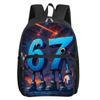 Colorful Number 67 Print Square Front Pocket Backpack Large Capacity for Boy/Girls Best Gift 2D Cartoon Children's School Bag