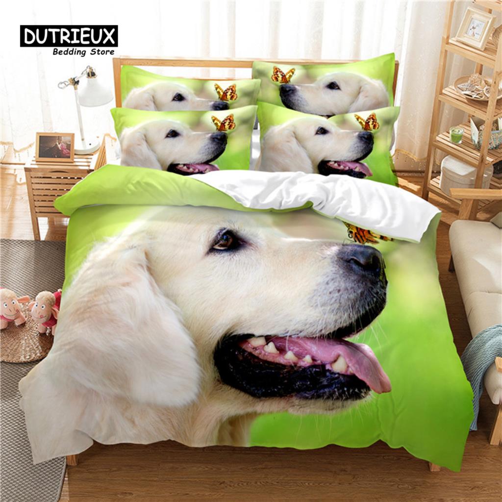Surfer Dog Bedding Set, 3Pcs Duvet Cover Set, Soft Comfortable Breathable Duvet Cover, For Bedroom Guest Room Decor