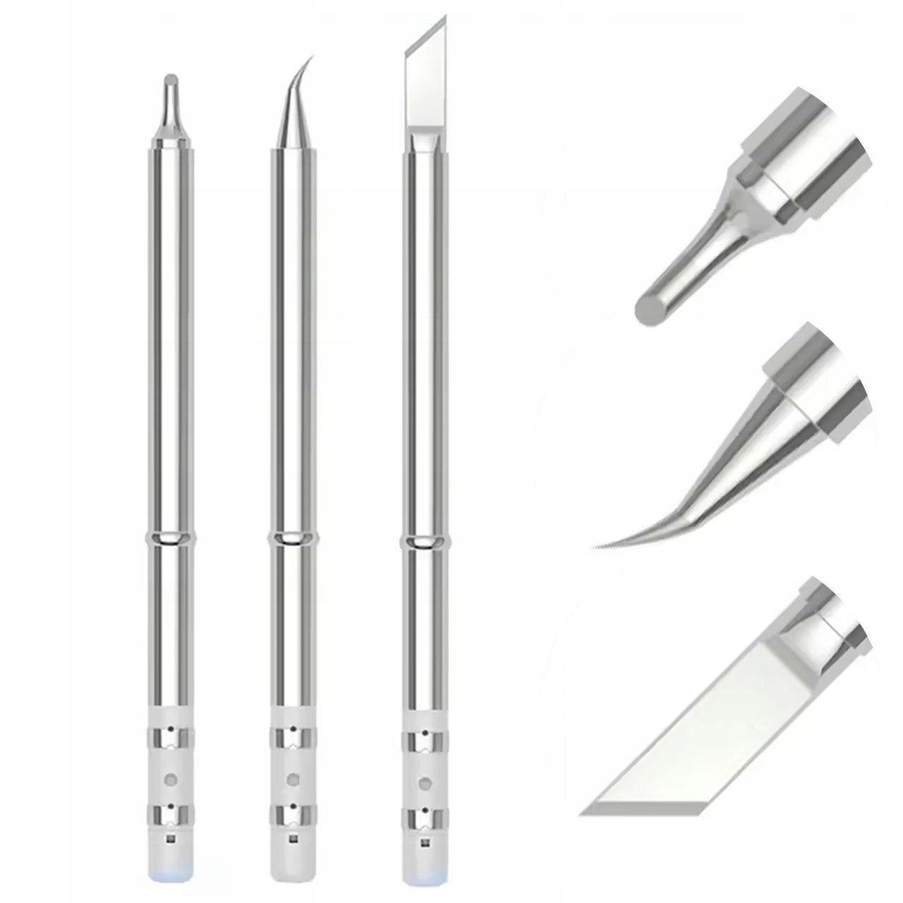 Rosfix Set de vârfuri T65 – 3 bucăți pentru stații de lipit T65 | T65-K | T65-BC2 | T65-IS | 5,5 mm | 45 mm | Lipire precisă SMD