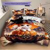 3pcs Orange Cat and Pumpkin Pattern Bedding Three-Piece Set (1 Cover + 2 Pillowcases, No Fillings),Soft and Comfortable N072