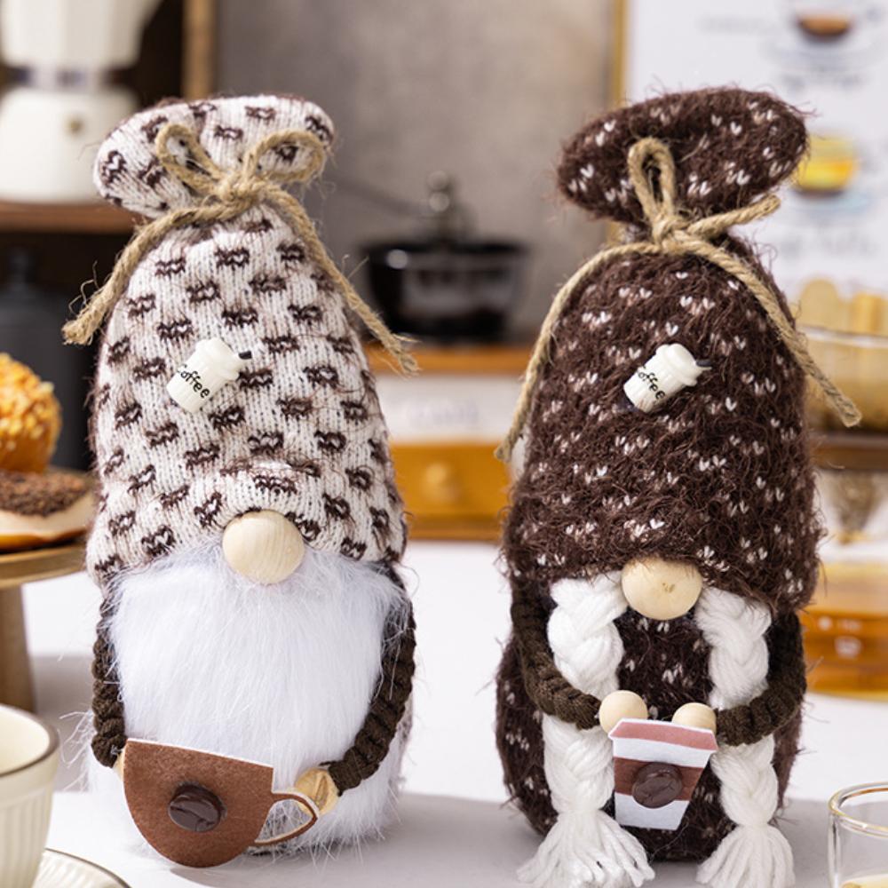1/2 Pcs Coffee Gnome Coffee Bar Decoration, Handmade Swedish Gift Farmhouse Plush With Coffee Bag Christmas Kitchen Decoration