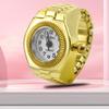 Die neue beste Ringuhr verfügt über ein kreatives Gehäuse aus goldener Legierung mit Fingern und ein rundes Zifferblatt für Paare und Männer