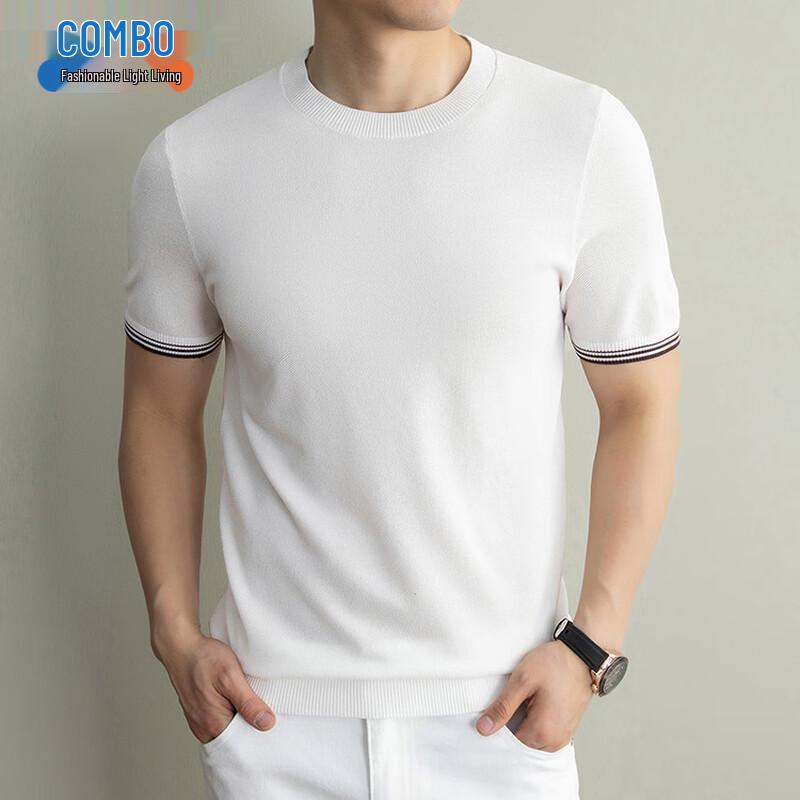 

Men s Knitted Mulberry Silk Blend Short Sleeve T-Shirt 175/XL