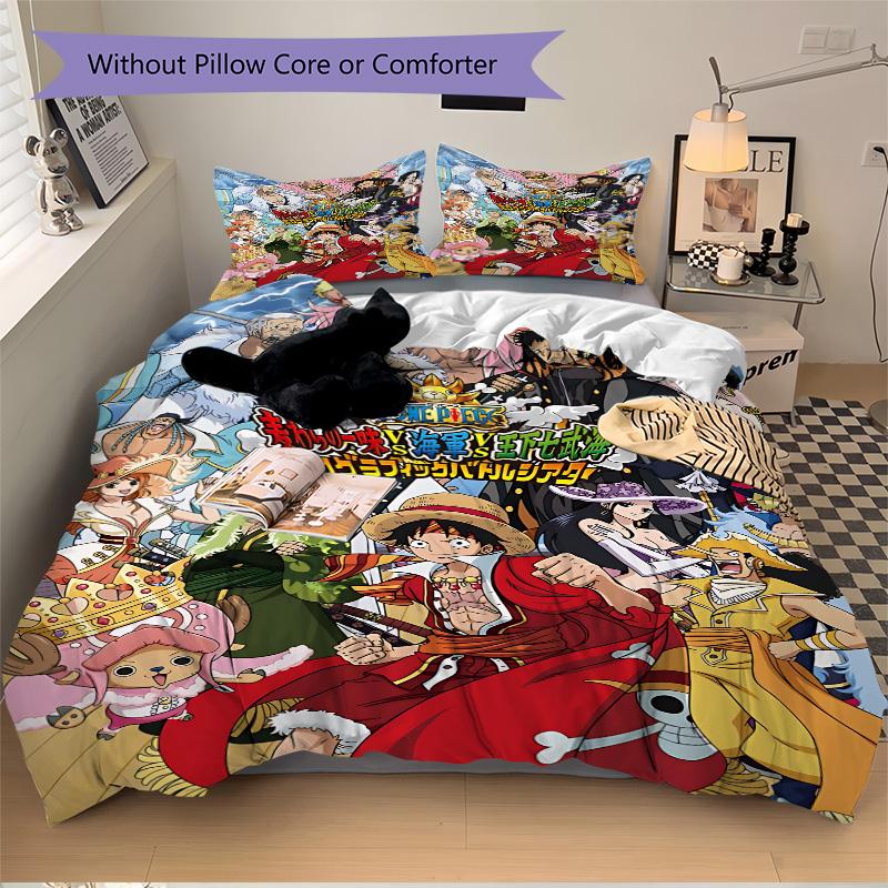 One Piece Adventure Print 3Pcs Bedding Setduvet Cover With 2 Bedropillowcase Home Birthday Gift