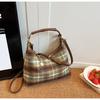 IELGY Autumn Winter Fashion Plaid Bag Woolen Plaid Contrast Color Small Square Bag High-End Messenger Shoulder Bag