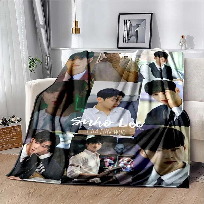 Populární korejský herec Cha EunWoo deka Star Art Flanel Měkká teplá deka pro ložnici Pikniková deka Dárek pro fanoušky