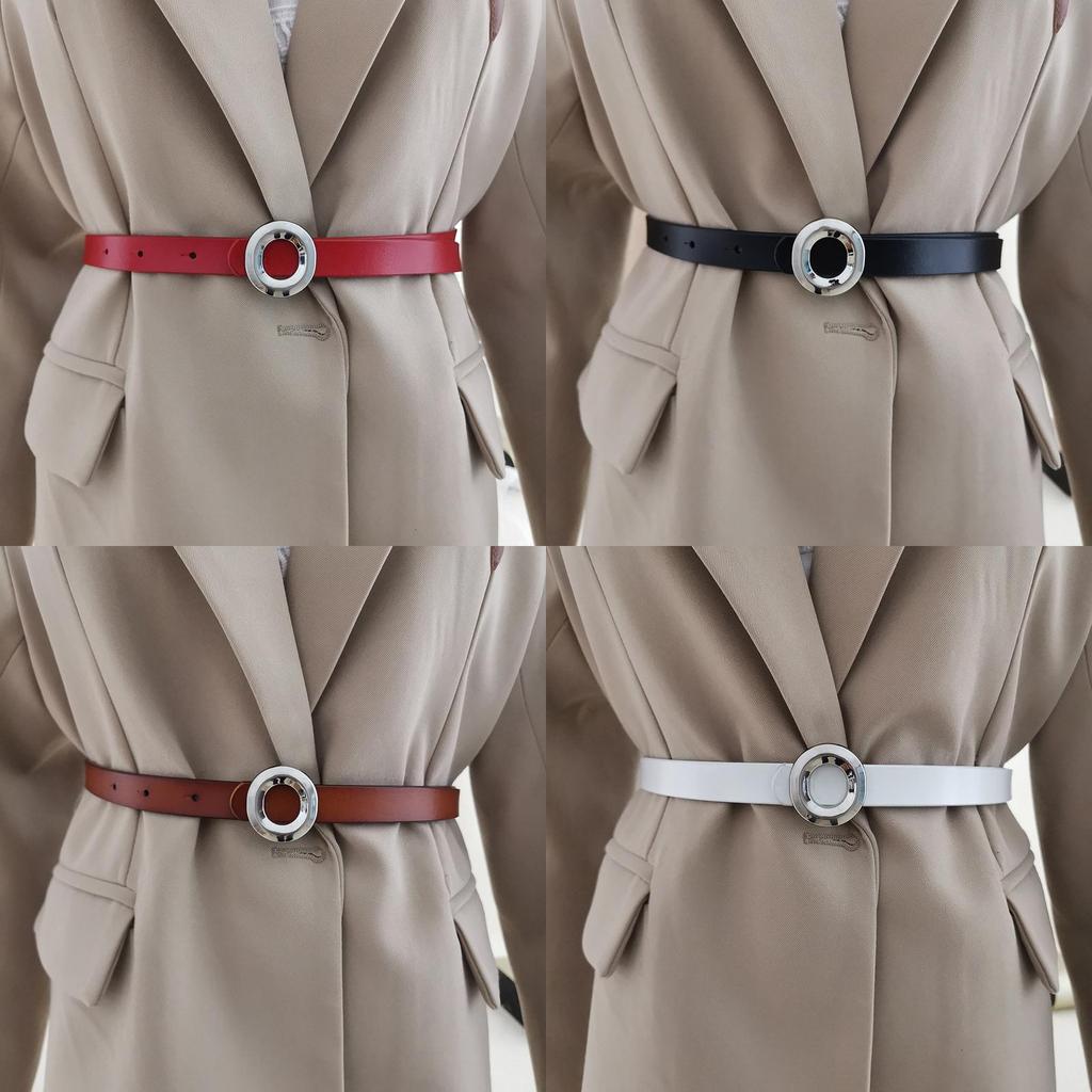 Ladies Slim Leather Waist Belt With Alloy Clasp For Modern Casual And Work Looks