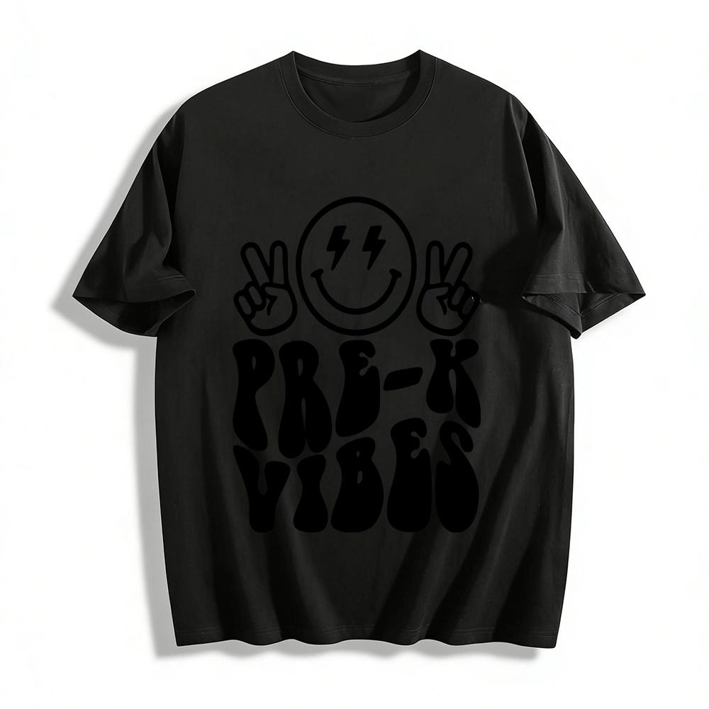 Retro Lightning Smile Pre-K Vibes Kids Tshirt Preschool Prep Top Pure cotton T-shirt XXS
