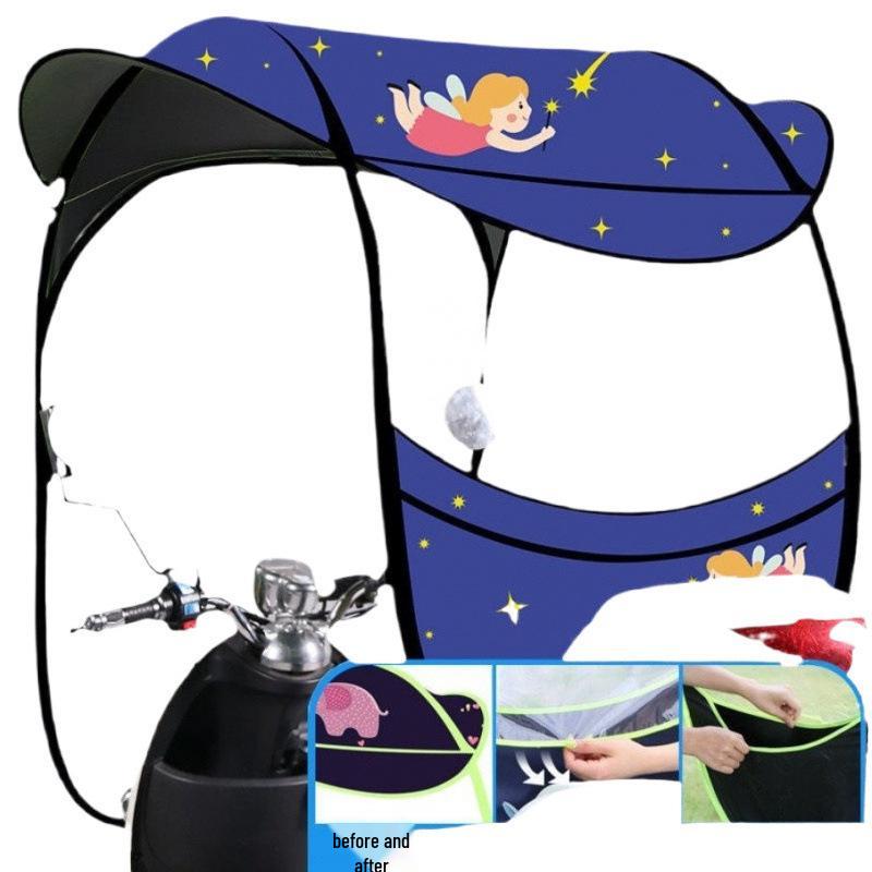 Toldo Impermeable y Protector Solar para Coche con Parabrisas Engrosado para Bicicletas Eléctricas y Triciclos