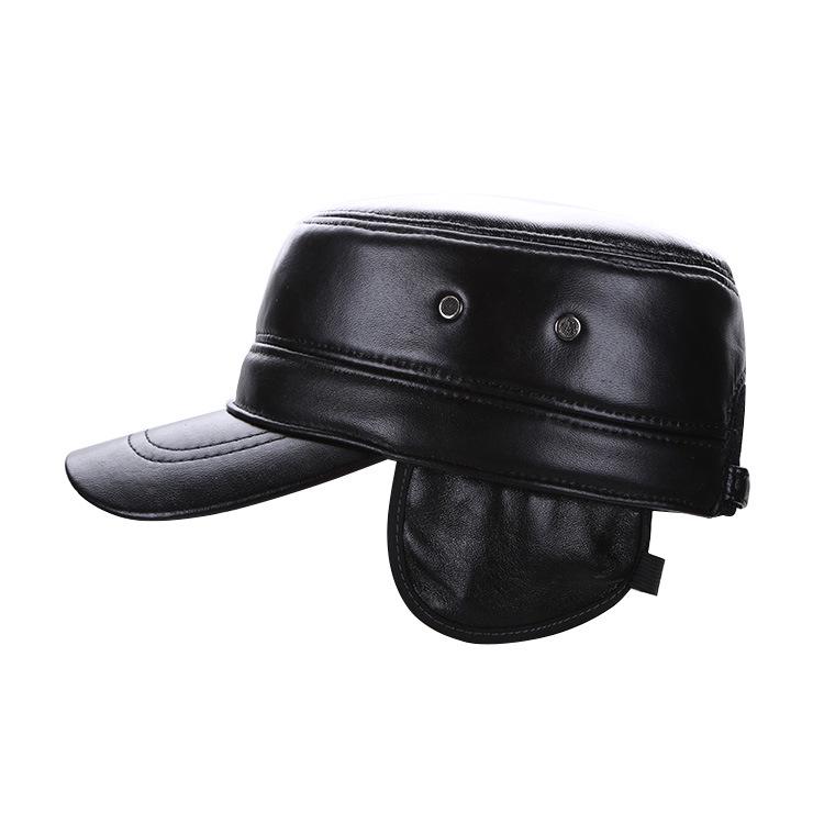 Men's Adjustable Sheepskin Leather Duckbill Cap - Warm Autumn/Winter Hat