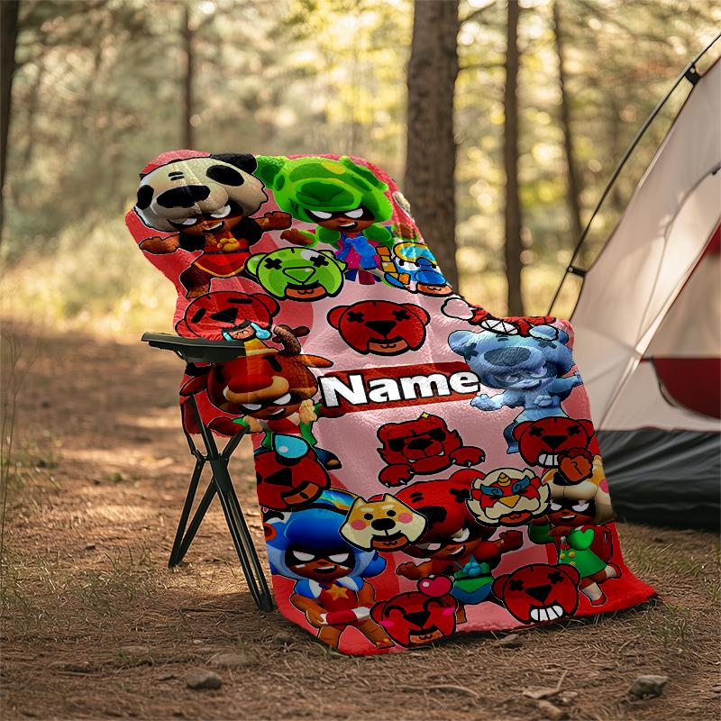 Personalized Custom Name Blanket - Brawl Stars Print Design,Blanket for Sofa,Bed,Travel,Camping - Soft and Warm, Great Gift