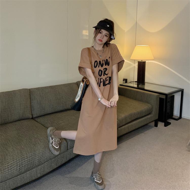 Футболка платье свободного покроя большого размера короткое платье летнее платье — фото 10