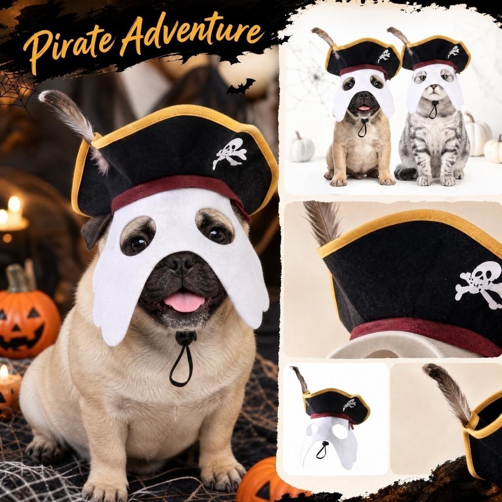 Pet Costume Hat with Feather for Halloween Dress-Up
