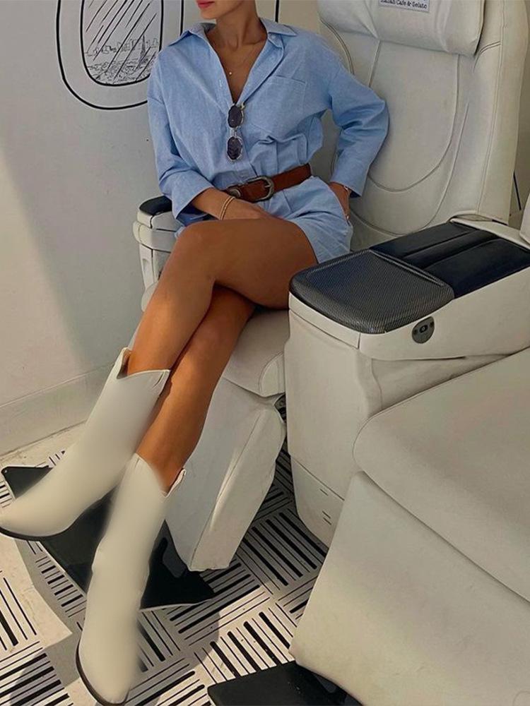 2024 Trendy Women's Casual Suit: Long Sleeve Shirt & Shorts Set