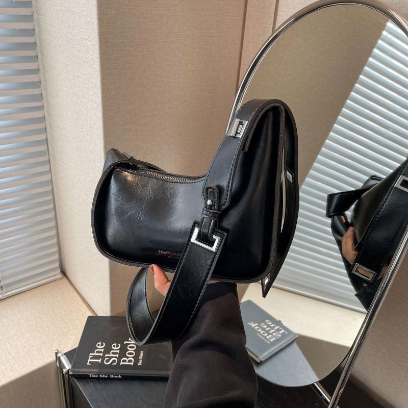 

Персонализированная ретро-сумка женская зимняя новая текстурированная сумка подмышку нишевая трендовая универсальная сумка для поездок на работу через плечо чёрный