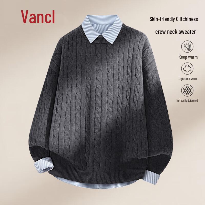 

Мужской вязаный свитер свободного кроя с круглым вырезом VANCL 3XL