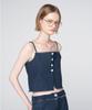 320SHOWROOM Reversible Button Denim Crop Sleeveless Top Deep Blue