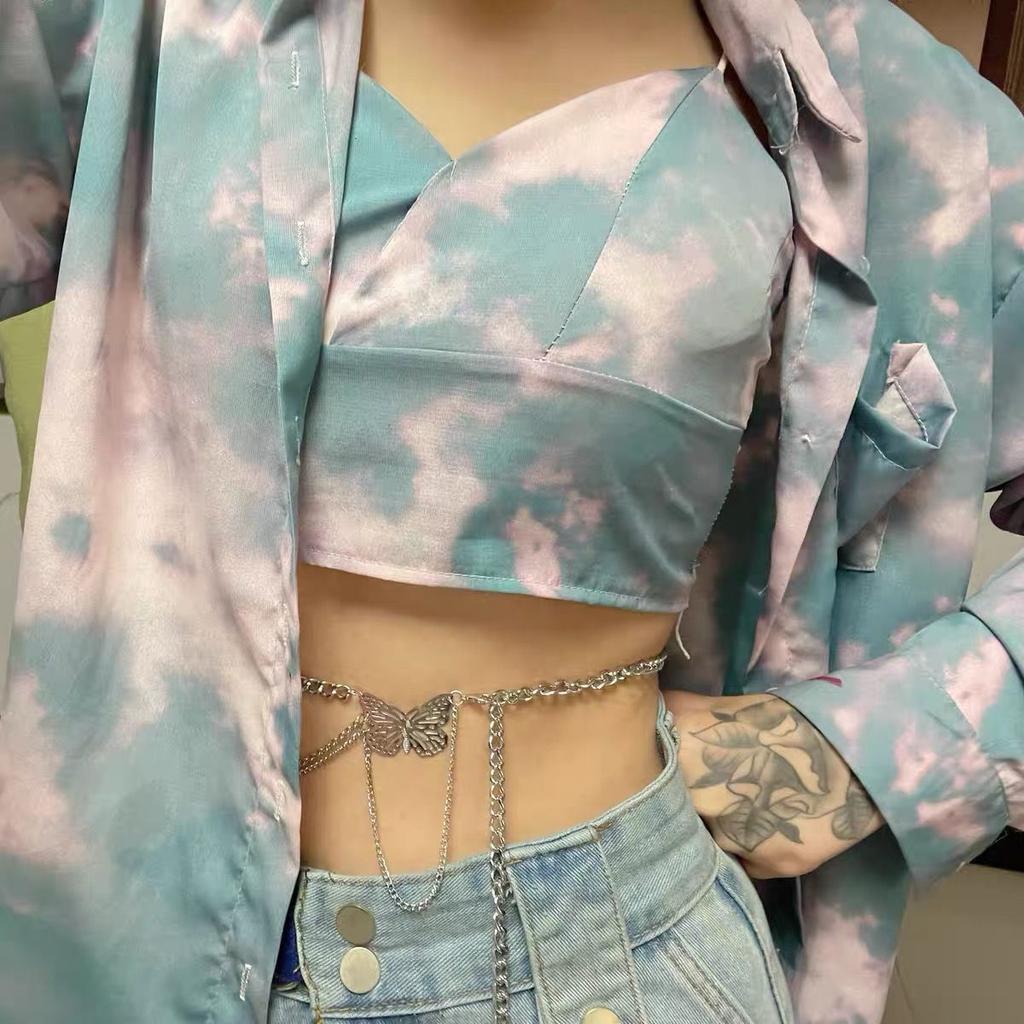 Sexy Y2k Waist Chain Sweet Cool Girl Pendant Body Chain Retro Disco Ins Fashion Metal Chain Clothes Suit Accessories Dress Summer