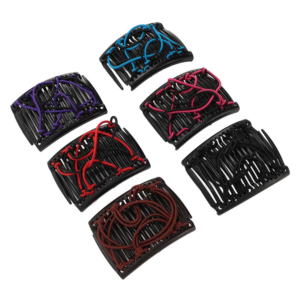 6 Pack Elastic Magic Hair Comb Vintage Stretchy Double Comb Hair Forks Clips Hairstyle Multipurpose