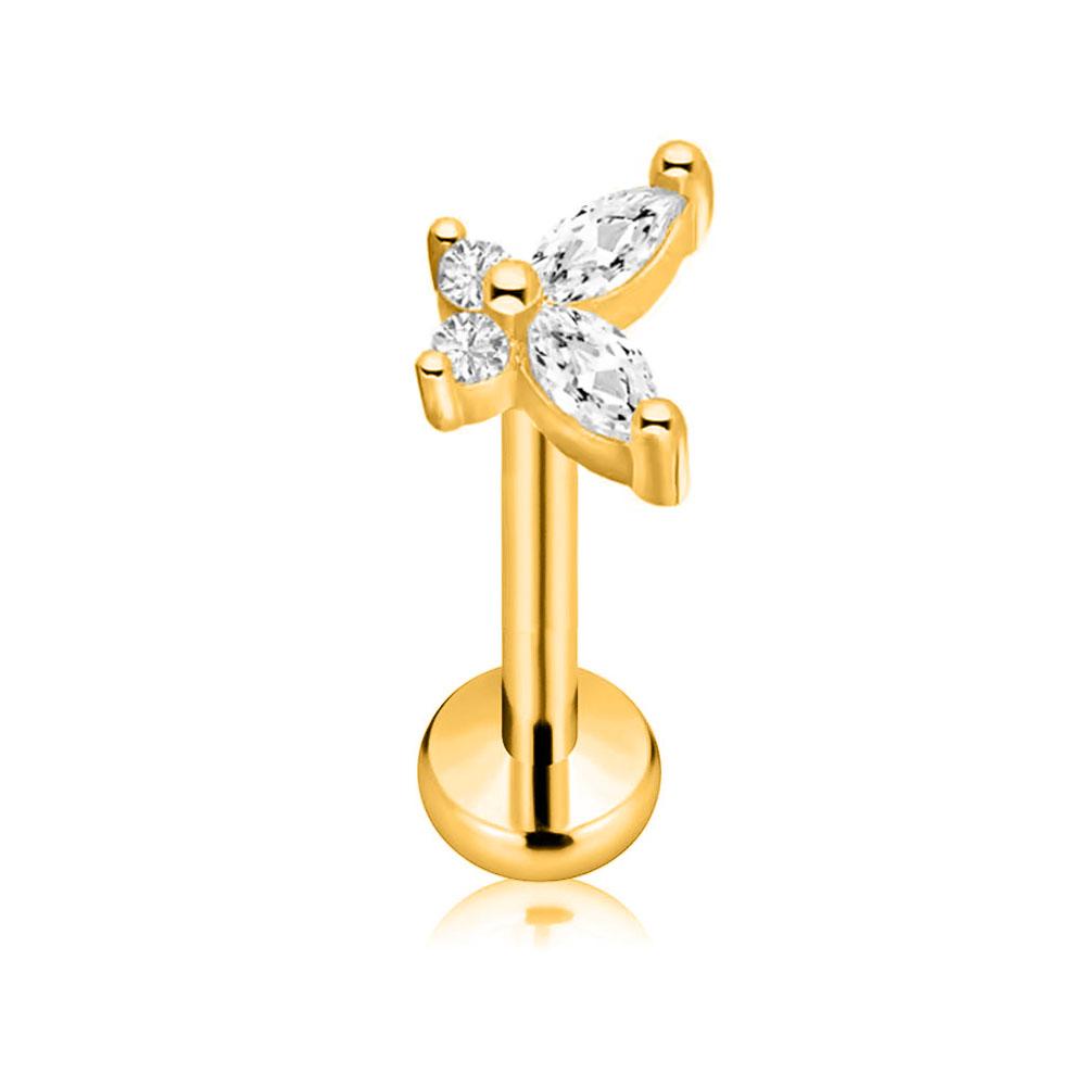 Titanio ASTM F136 G23 Fiore Luna Farfalla Piercing Senza Filettatura Spillo Fulmine Push-in Stud per Labbra Daith Conch Orecchino 16G 18G 20G