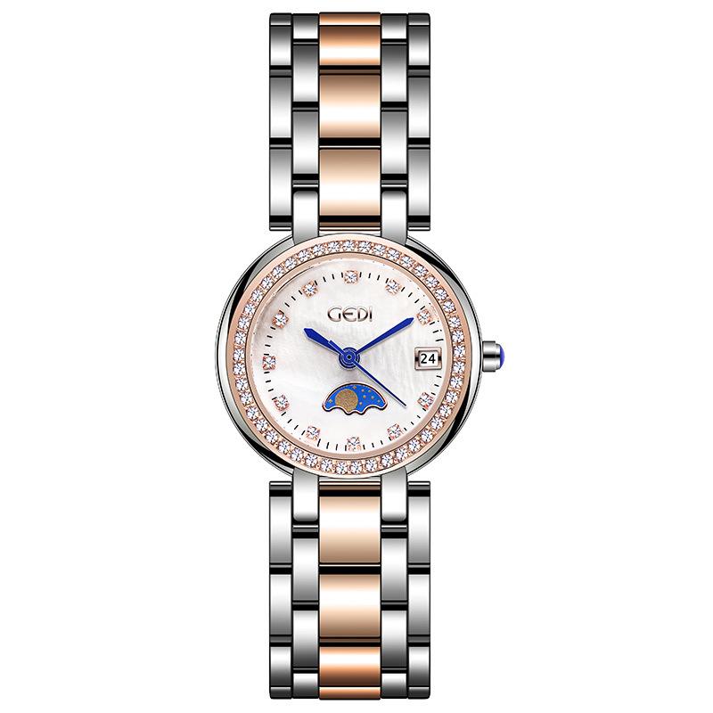 Ladies Light Luxury High Value Calendar Stainless Steel Quartz Waterproof Steel Belt Watch Female