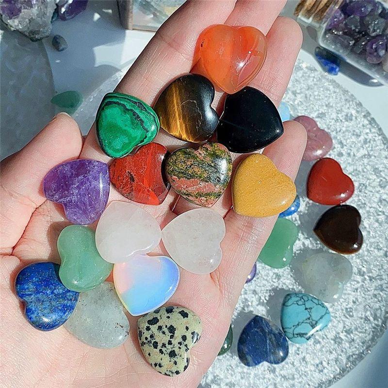 

BHBL 15Pcs Natural Love Stone Quartz Clear Quartz Eye Heart Set Palm Thumb Gemstones Meditation 0.8 Inch China Mainland