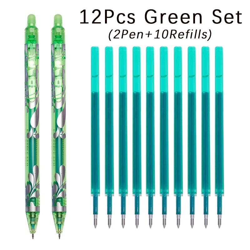 Large Capacity Ink Erasable Pen 6-color Push Gel Pen Set 0.5mm Transparent Colors Pen Office Writing Supplies Kawaii Stationery