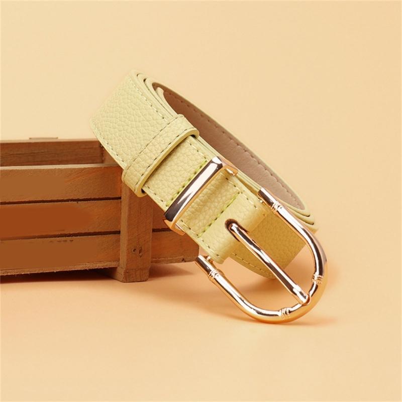 Women's Fashion Belt Bamboo Clasp Design Sash Adjustable Faux Leather Waist Strap for Casual and Formal Outfits