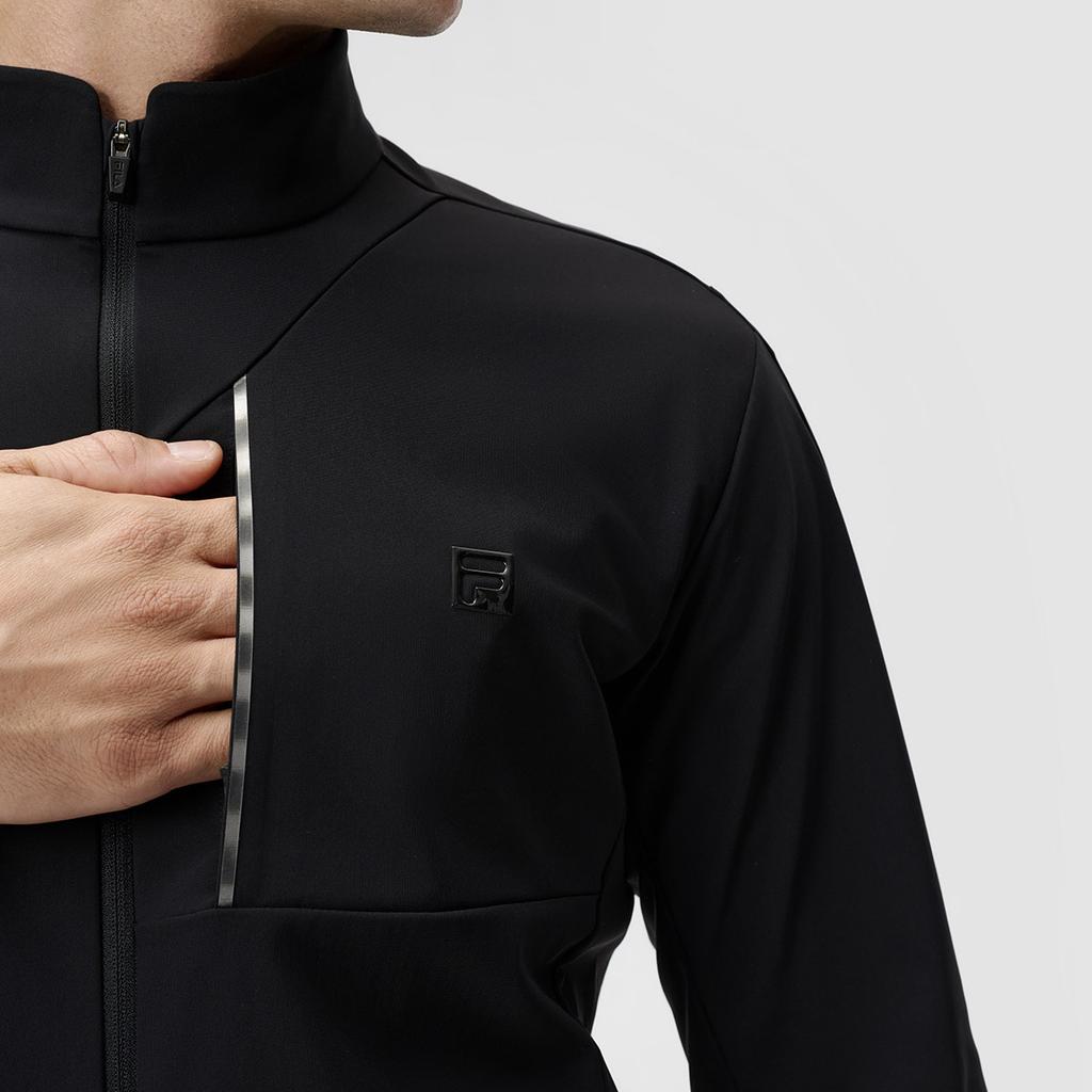Men's FILA Jackets Men's Pitch Black Stand Collar Moderate Straight Fit