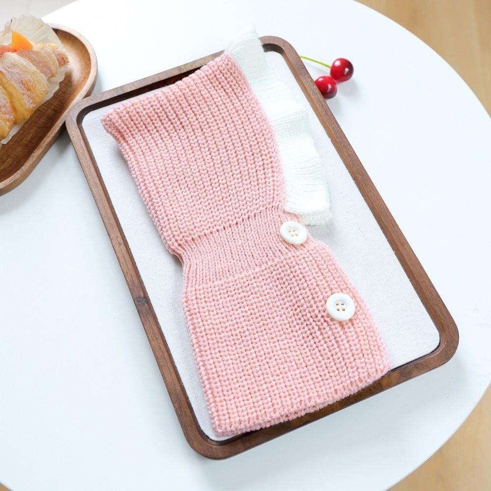 Ruffle Trim Pet Knitted Hat Button Detail Cat Knitted Hat New Pet Pullover Cap for Small Dogs